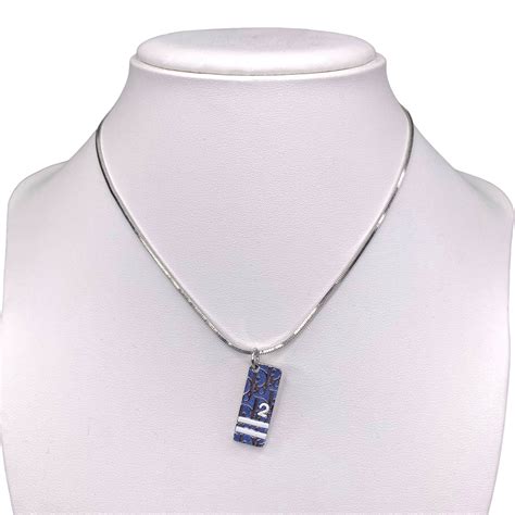 dior large blue trotter tablet necklace silver|Christian Dior Trotter 2 silver and blue 17” necklace .